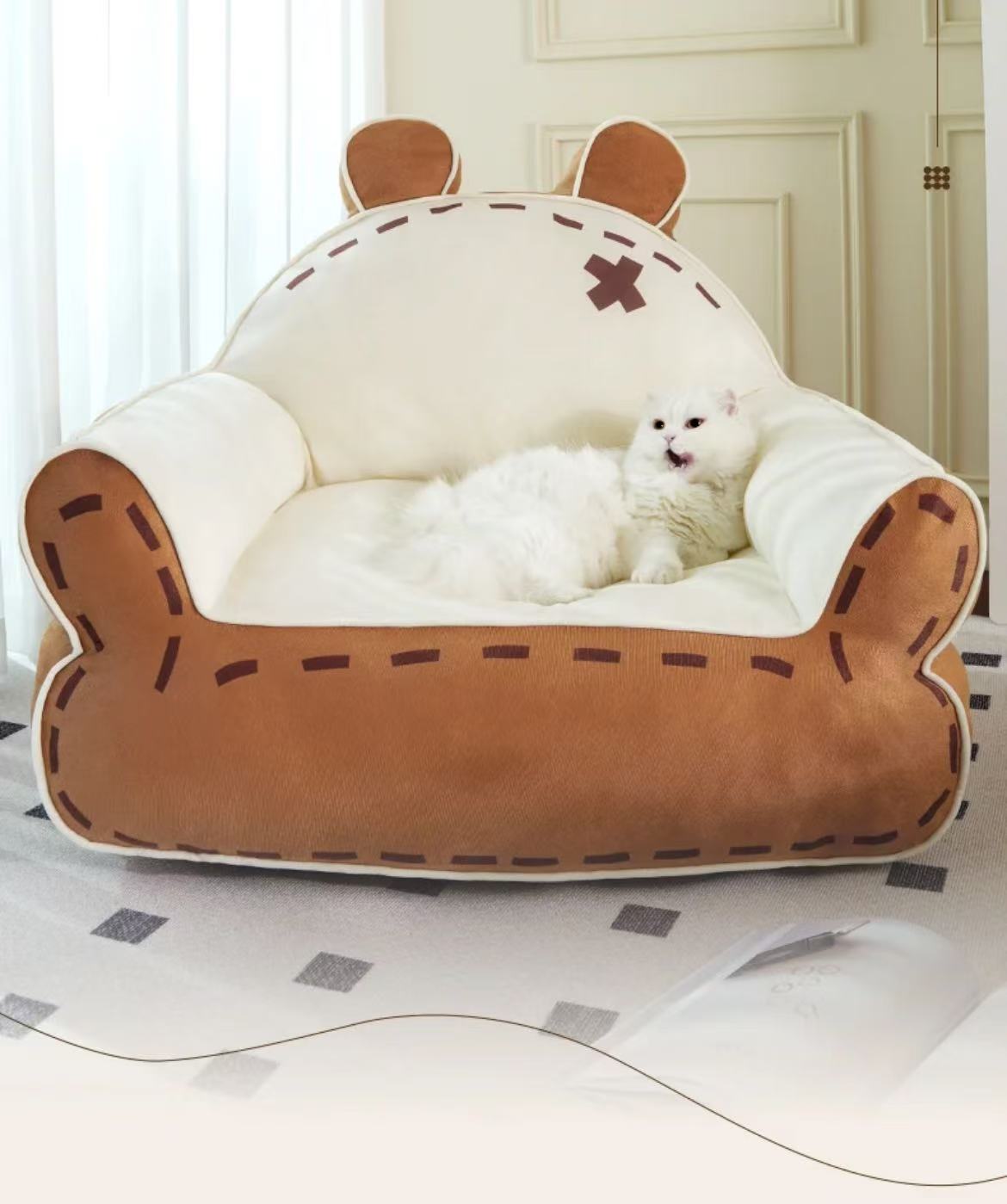 "Bear-Themed Pet Furniture by PawsCube | Washable Sofa for Dogs/Cats, Blends with Any Home Decor Style!"